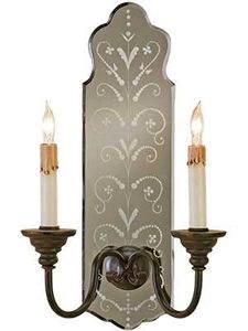 Regal Contemporary Wall Sconce Luxury Decorative Wall Light Ornate Etched Mirror Panels Brass <b>Candle</b> Arm Diwali - Product Image 1