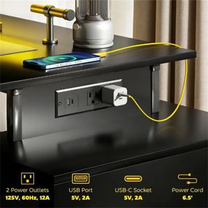 Black Computer <b>Desk</b> for Office <b>Study</b> or Writing - Product Image 2