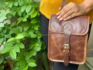 Elegante New Crunch Leather Crossbody Messenger Backpack Bolso de tamaño pequeño - Product Image 3