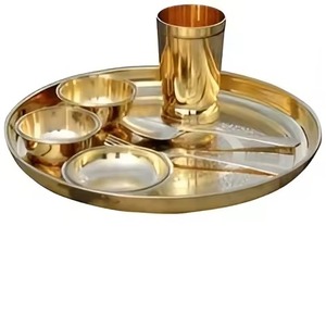 Service de table en laiton pour hôtel, vaisselle traditionnelle indienne Thali, vaisselle en laiton faite à la main, vente en gros, pour restaurant, maison, traiteur, événement - Product Image 1