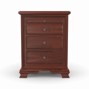 The <b>bedside</b> <b>table</b> is made of <b>high</b> quality solid mahogany wood in dark brown color and has 4 drawers for indoor use. - Product Image 1