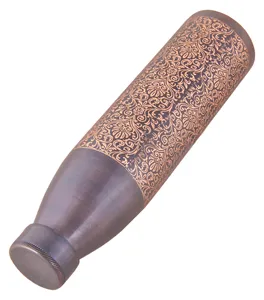 Antique Finish Pure <b>Copper</b> <b>Bottle</b> with Artistic Etching Perfect for Health <b>Drinking</b> and Premium Gifting - Product Image 3