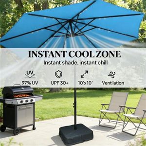 Ombrellone Solare per Terrazzo e Cortile Blu Lago con Base - Product Image 4