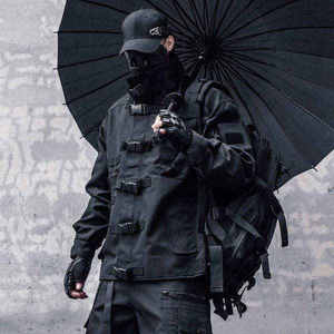 Veste tactique urbaine pour homme, imperméable, multi-poches, coupe-vent fonctionnel, streetwear, cyberpunk, ninja, parka utilitaire - Product Image 6