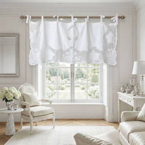 Custom Wholesale Embroidery Vintage Cotton Flower <b>Basket</b> Curtain Cotton Valance Ribbon Curtain Full Sizes Door Window Home - Product Image 4