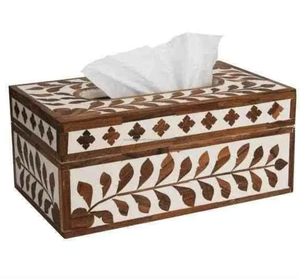 Artisanat fait à la main nouvelle conception boîte de papier de soie incrusté d'os meilleure qualité pour la meilleure vente fabricant fait à la main boîte d'incrustation d'os - Product Image 1