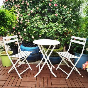 3-Piece Patio <b>Bistro</b> Set with <b>Foldable</b> Round <b>Table</b> and Chairs for Outdoor Entertaining - Product Image 3