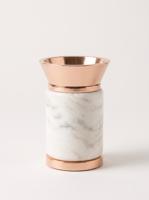 Brûleur d'encens de luxe en marbre naturel avec bol métallique, diffuseur d'arômes moderne en pierre naturelle pour huiles essentielles, décoration intérieure