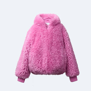 เสื้อแจ็คเก็ตบอมเบอร์เชอร์ปาสีพื้นคุณภาพสูง ราคาถูก แฟชั่นมาแรง คอลเลคชั่นฤดูหนาวที่ดีที่สุดสำหรับสาวๆ เสื้อแจ็คเก็ตมีฮู้ด - Product Image 1