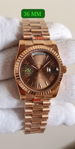 Reloj Mecánico de 36 mm en Oro Rosa, Estilo Hip Hop de Lujo, Acero Inoxidable de Alta Calidad, Cierre Oculto, Esfera con Números Romanos - Product Image 4