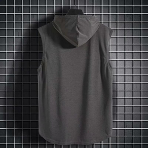 Débardeur de sport pour homme ARTIZ INTERNATIONAL personnalisé en gros, col rond, anti-boulochage, séchage rapide, respirant, polyester/coton côtelé - Product Image 4