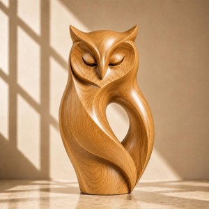 Fabulosa Escultura de Búho de Madera Hecha a Mano, Figura Animal Moderna, Decoración de Mesa, Adorno para Sala de Estar - Product Image 5
