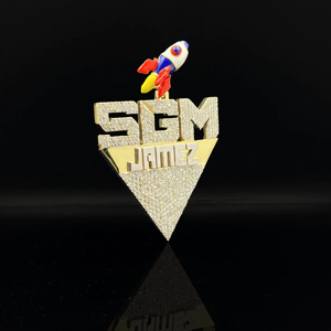 Pendentif pour homme style hip-hop, plaqué or, en alliage, avec diamants, style Ice - Product Image 1