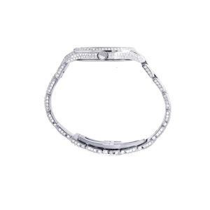 Elegante Reloj de Lujo para Hombre con Cristal de Zafiro y Moissanita Plateada, Movimiento ETA, Caja de Reloj de Cuarzo Analógico, Resistente al Agua 10m, con Pedrería - Product Image 4