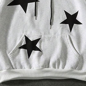 Sudadera con Capucha para Hombre, Diseño de Estrella, Blanco y Negro, Ligera, Moderna, Transpirable, de Alta Calidad, Suave y Cómoda, para Uso Casual - Product Image 6