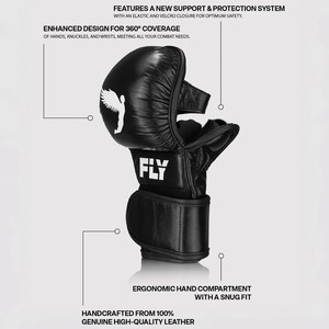 Genuine Cowhide <b>Leather</b> MMA <b>Gloves</b> with Open Finger Design, Wrist Support and Custom Branding MMA Shooter <b>Gloves</b> Boxing <b>Gloves</b> - Product Image 2