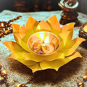 Lampe à huile en forme de fleur Joti Diya en laiton coloré de qualité supérieure pour Diwali Festival Pooja décoration de chambre Akhand Jyoti lanterne - Product Image 5