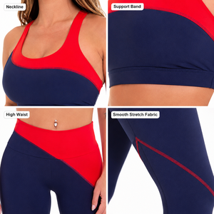 2 Piece Yoga Set Women Workout Clothes Gym Wear High Waist Leggings Sports Bra Fitness Athletic Color Block Activewear Outfit - Product Image 4