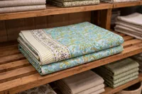 Nappe rectangulaire en coton et lin à imprimé floral, faite à la main, légère, lavable, pour usage domestique, style pastoral, logo personnalisé