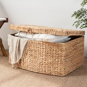 Eco-Friendly Handwoven Wicker <b>Bed</b> End <b>Storage</b> Trunk, Natural Water Hyacinth Blanket Basket With Lid For Home Decor From Vietnam - Product Image 2