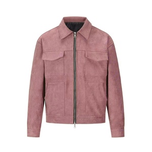 <b>Men's</b> <b>Suede</b> Shirt <b>Jacket</b> Workwear Style Turn-down Collar Zipper Closure Solid Color Autumn Regular Length - Product Image 1