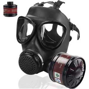 Masques à gaz chimiques, masque à gaz anti-gaz pour le visage entier, masque à gaz civil, respirateur réutilisable à fixation frontale en silicone - Product Image 1