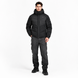 Veste matelassée technique en nylon pour homme, à capuche, imperméable, d'hiver, sans coutures, style streetwear, fermeture éclair bidirectionnelle, 85% personnalisable OEM - Product Image 1