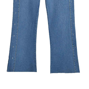 Custom Plain Baggy Oversized Women's Hip Hop Streetwear Overalls Breathable Eco-Friendly Denim <b>Pants</b> - Product Image 5