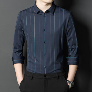 เสื้อเชิ้ตผู้ชายลายทาง แขนยาว ปกคอปก ติดกระดุม ผ้าฝ้าย สำหรับธุรกิจและสำนักงาน - Product Image 3