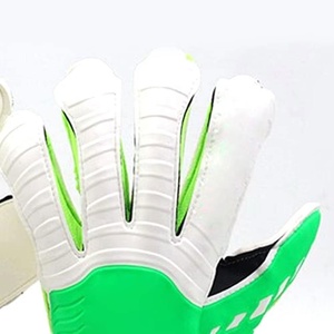Premium Quality Custom Design White German Embossed Latex Soccer Goalkeeper Gloves with Elastic Strap Negative Cut - Product Image 4