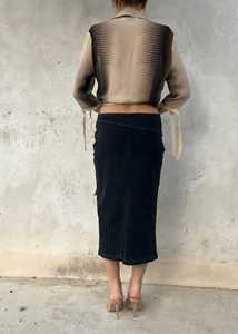 Jupe midi en jean asymétrique pour femme GRACE COLLECTION, avec ceinture simple, délavée, bleu foncé, coupe classique, pour l'hiver - Product Image 3