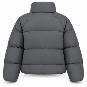 Chaqueta acolchada gris para mujer con cuello alto, cierre de cremallera, cálida para el invierno - Product Image 2