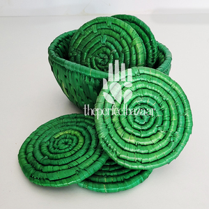 Posavasos de Hierba Monj Verde, Posavasos Redondo Ecológico de Diseño Clásico - Product Image 3