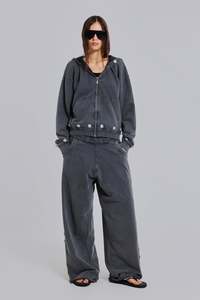 Pantalon de jogging cargo surdimensionné pour femme, style streetwear, délavé soleil, décontracté, en mélange de coton, effet vintage - Product Image 4