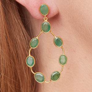 Pendientes de Araña Esmeralda Hechos a Mano en Plata de Ley 925 con Baño de Oro de 18K, Joyería Vintage, Regalo de Piedra de Nacimiento de Mayo, Elegantes para Mujer - Product Image 3