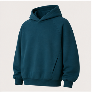เสื้อฮู้ดดี้ผู้ชายสีเขียวอมฟ้าแบบสวมใส่สบาย ทรงโค้งมน ไม่มีเชือกผูก กระเป๋าข้าง ผ้าฟลีซเนื้อนุ่มพิเศษ รุ่น MHOOD-0048 - Product Image 4