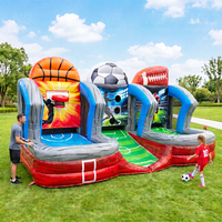Module de jeu gonflable multisports sur mesure avec basketball, football et soccer pour le plaisir familial en plein air