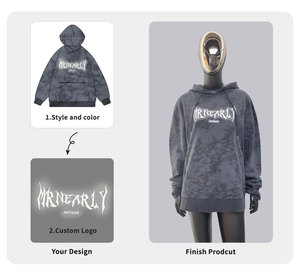 Sudadera con capucha personalizada 2026 de alta calidad, estilo vintage lavado, con cremallera, para hombre, con parche de diamantes de imitación y bordado, estilo urbano, de peso pesado, para invierno, oversize - Product Image 5
