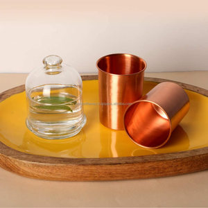 Vente en gros de gobelets à eau en cuivre pur à 100 %, 250 ml, 300 ml, gobelet en verre de cuivre uni, vaisselle ayurvédique, verre à boire pour bar - Product Image 4