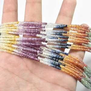 Cuentas facetadas de zafiro multicolor de alta calidad de 2 a 3 mm, cuentas de piedras preciosas de zafiro natural para la fabricación de joyería, venta al por mayor. - Product Image 2