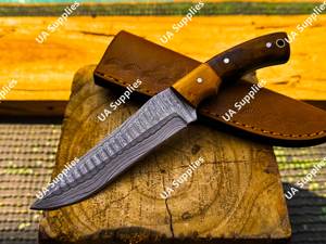 Cuchillo de Caza, Cocina y Camping de Acero de Damasco de Alta Calidad, Mango de Madera, Bisel Afilado, Hecho a Mano, Forjado a Mano, Funda, OEM, ODM, Venta al por Mayor - Product Image 6