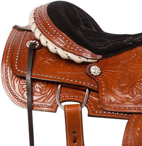 Selles de cheval robustes en cuir Western Horse Saddle en cuir véritable Western Roping Wade Saddle avec Tack Set en vrac - Product Image 4