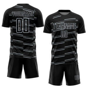 Maillot de football personnalisé noir, rose, vert, avec nom et numéro d'équipe, en polyester anti-humidité, coupe ajustée, grandes tailles, manches courtes, col rond - Product Image 5