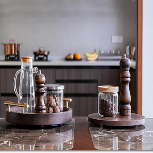 Plateau rond en bois de manguier avec poignée facile à saisir Plateau décoratif 2 en 1 pour organisateur de table basse ou plateau de présentation pour décoration de chambre - Product Image 4