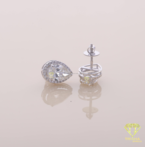 Luxury Pear Cut Moissanite <b>Stud</b> Earrings For Women Halo Wedding Bridal Fine Jewelry - Product Image 6