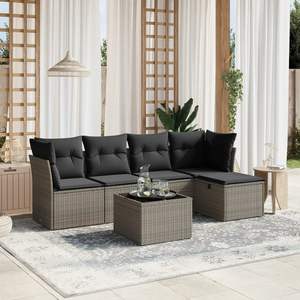 Conjunto de Sofás Modulares Grandes de Ratán PE Gris para Jardín, Colección Premium de Muebles Modulares para Exteriores - Product Image 1
