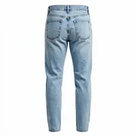 AMKOOR ENTERPRISES Celana Denim Biru Pria Regular Fit Panjang Penuh Kasual Bernapas Berat Sedang Gaya Musim Panas Stonewashed 70%