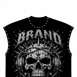 Glory Custom Distressed Washed Cotton Tank <b>Top</b> Boxy Fit Sleeveless T Shirt Street Wear <b>Rhinestone</b> Trendy Design For Unisex - Product Image 3