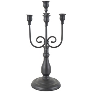 Decorative Antique Style Black Iron Candelabra With Three Arms Round Base Home Decoration Durable Design - Product Image 1