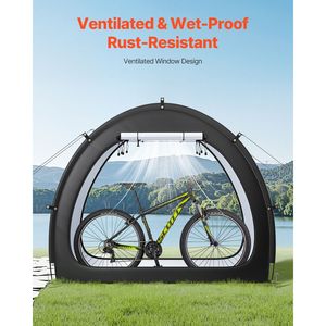 Tenda Spaziosa per Biciclette 4 Stagioni per 1-2 Bici con Finestra Ventilata e Design Impermeabile - Product Image 6